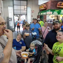 Enjoying the tasty curds.  Dad couldn't be bothered to smile for this pic cause he had curds to eat lol