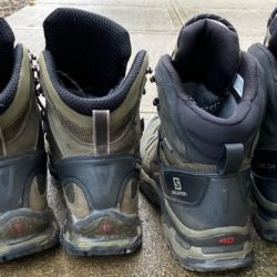 Back of my old boots on the left.  New boots plus 4 miles on the right.