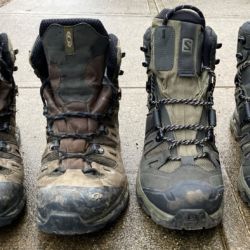 Front of my old boots on the left.  New boots plus 4 miles on the right.